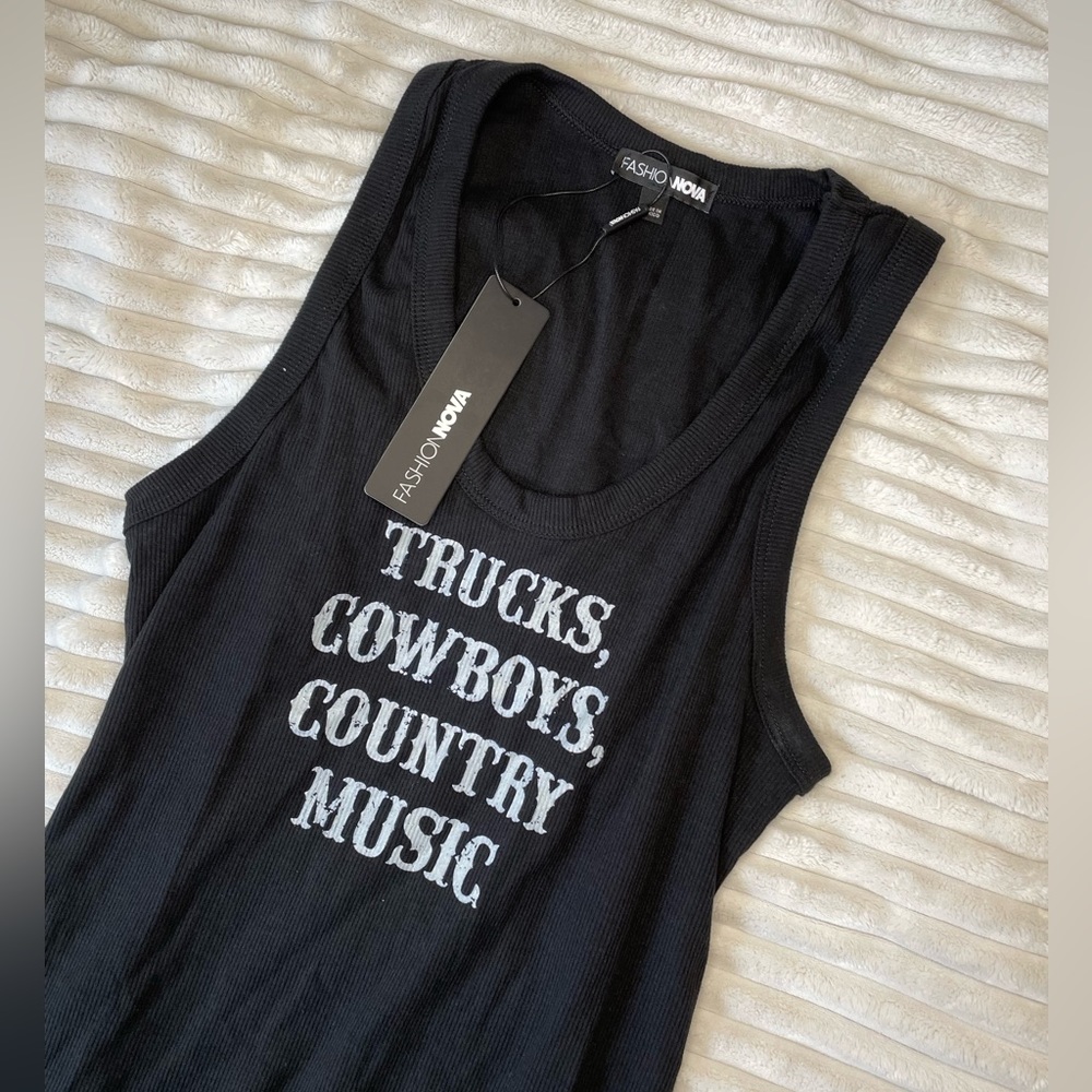 NWT Cowgirl graphic tank top mini BODYCON dress in black